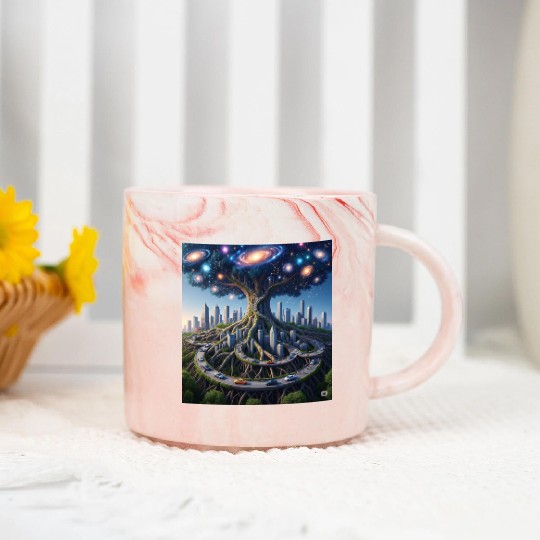 Celestial Urban Tree of the Cosmos Marble Mugs