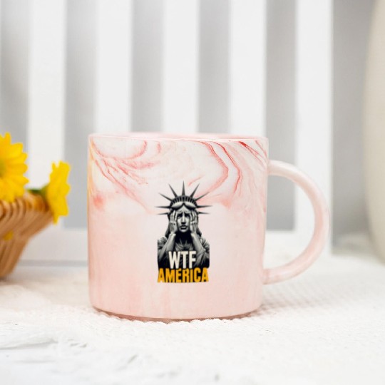 Contemporary Statue of Liberty Parody Design Marble Mugs