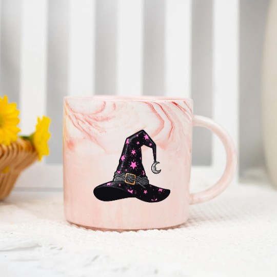 Starry Witch Hat with Moon Charm Marble Mugs