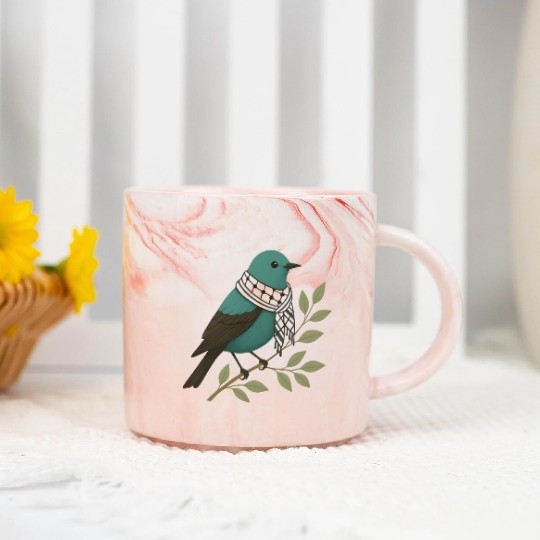Palestine Sunbird with Keffiyeh and Olive Branch Marble Mugs