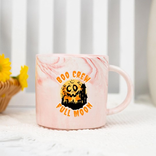 Halloween Boo Crew Full Moon Marble Mugs