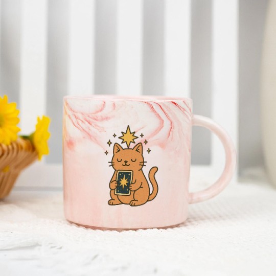 Celestial Cat Tarot Design Marble Mugs