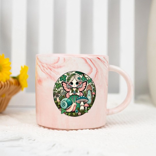 Enchanted Forest Fairy Illustration Marble Mugs