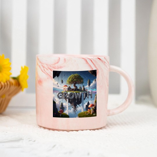 Floating Island Growth Illustration Marble Mugs