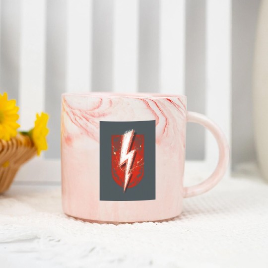 Red Lightning Bolt Graphic – Superhero Thunder Marble Mugs