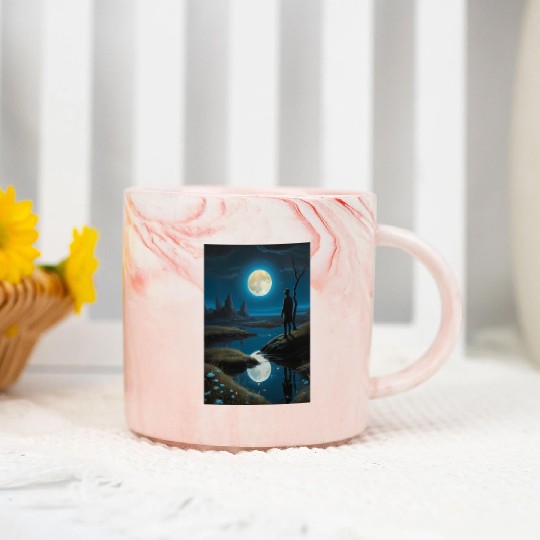 Mystic Night Under the Full Moon Marble Mugs