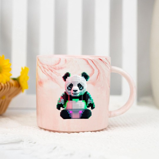Pixel Art Cyber Panda Toy Marble Mugs