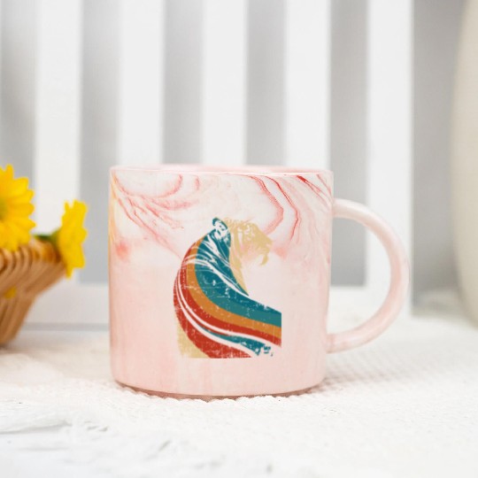 Abstract Wild Tiger with Retro Stripes Marble Mugs
