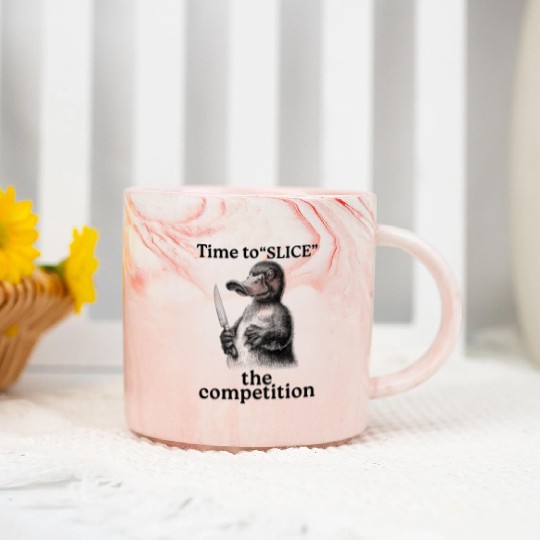 Funny Platypus with Knife - Slice the Competition Marble Mugs