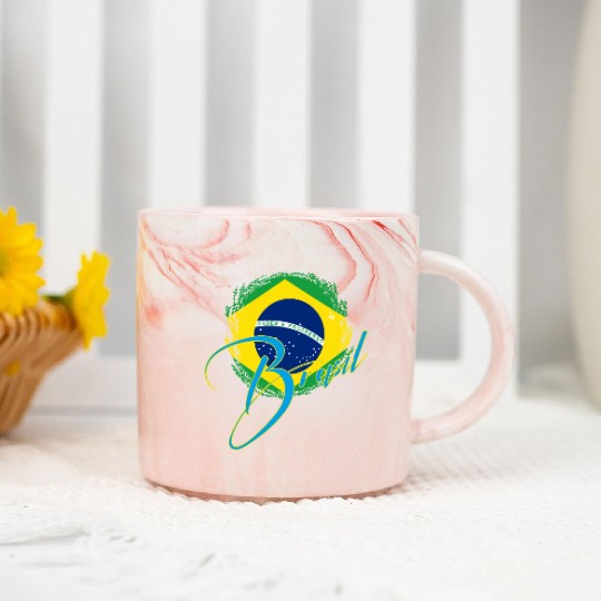 Brazil Flag Marble Mugs
