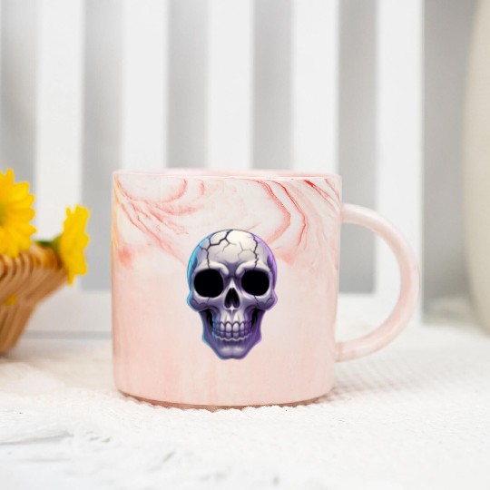 Cracked Midnight Skull Illustration Marble Mugs
