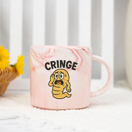 Cringe Meme Worm Illustration Marble Mugs