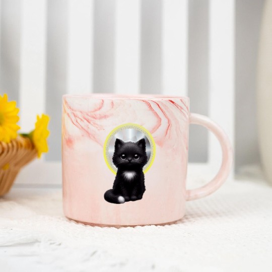 Mystic Midnight Cat  Marble Mugs