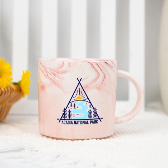 Acadia National Park Camping Scene Marble Mugs