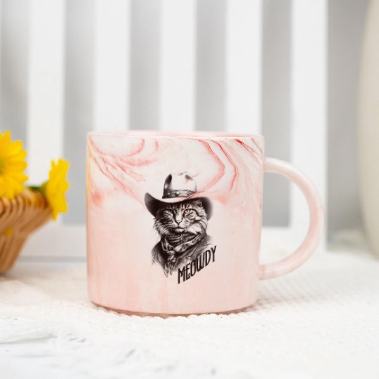 Western Cat Cowboy Funny Meowdy Wild West  Marble Mugs