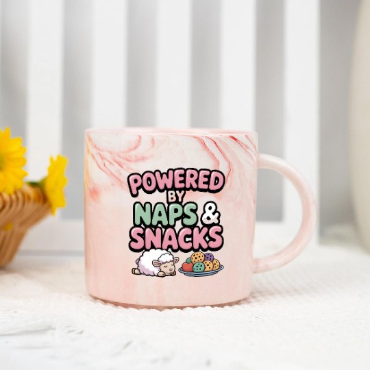 Powered by Naps and Snacks Illustration Marble Mugs