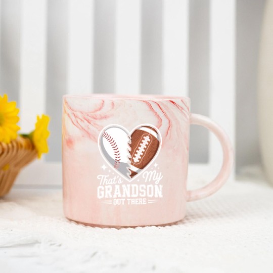 Heart-Shaped Football Grandson Design Marble Mugs