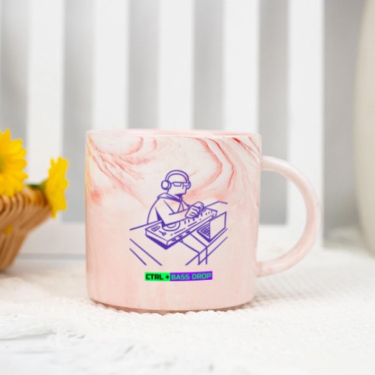 CTRL + Bass Drop DJ Software Marble Mugs