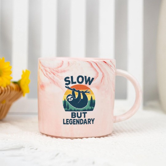 Legendary Sloth Sunset Illustration Marble Mugs