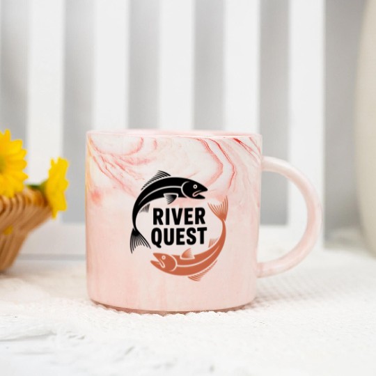 River Quest Fish Illustration Marble Mugs