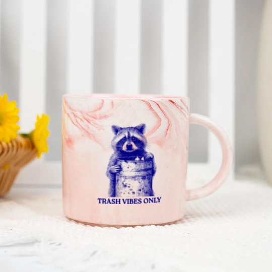 Trash Vibes Only Funny Raccoon Funny Trash Panda Marble Mugs