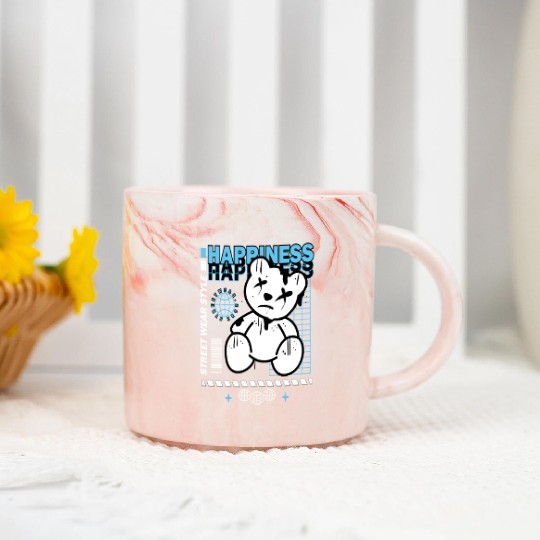 Urban Graffiti Teddy Bear Design Marble Mugs