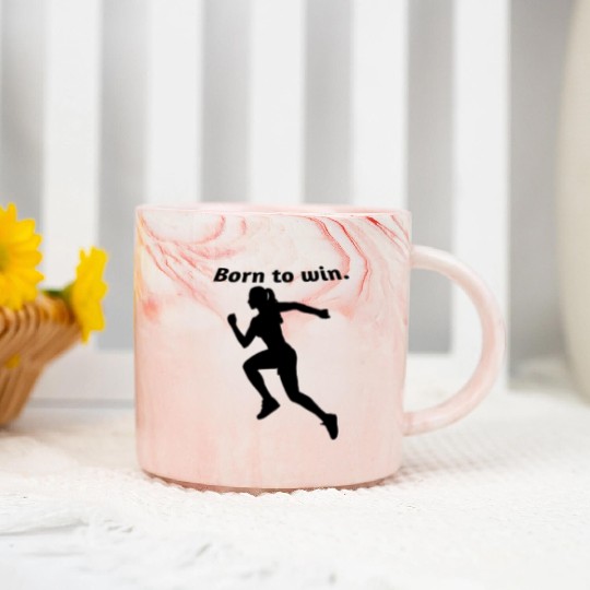 Empowering Born to Win Text Design Marble Mugs