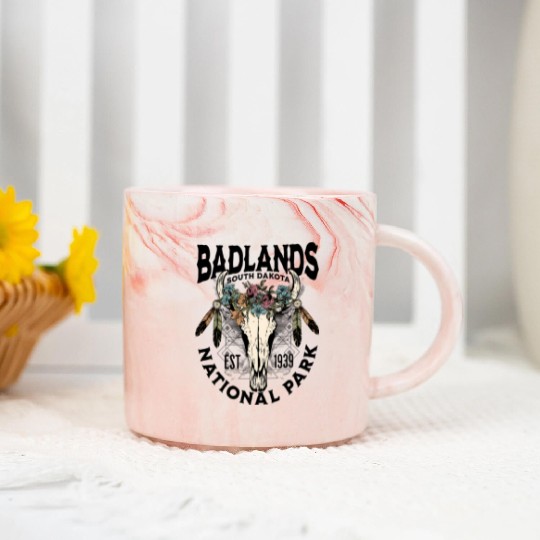 Badlands National Park South Dakota Nature Buffalo Marble Mugs