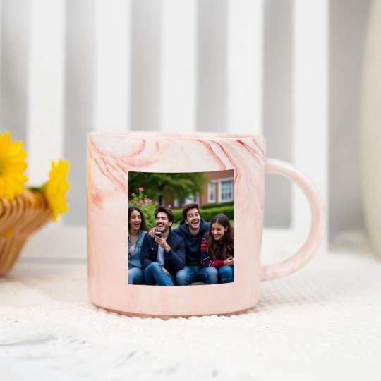 Joyful Group Friendship Illustration Marble Mugs