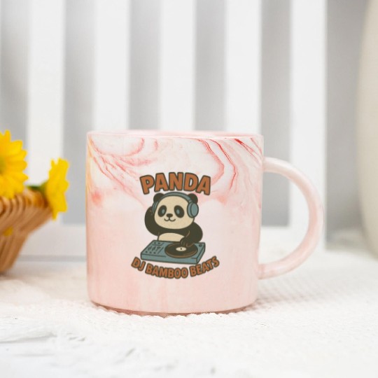 Panda DJ Bamboo Beats Illustration Marble Mugs