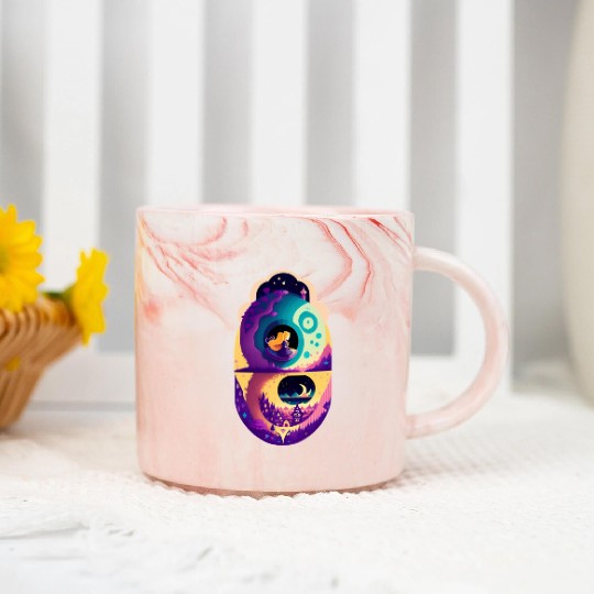 Wonderland Moonscape Fantasy Marble Mugs