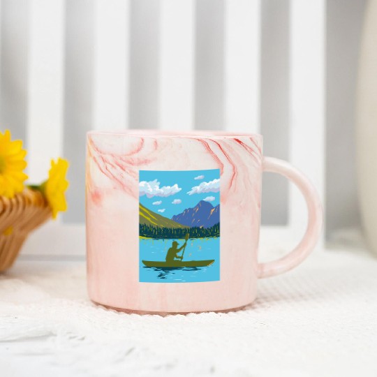 Kayak in Lake Josephine Glacier National Park WPA Marble Mugs
