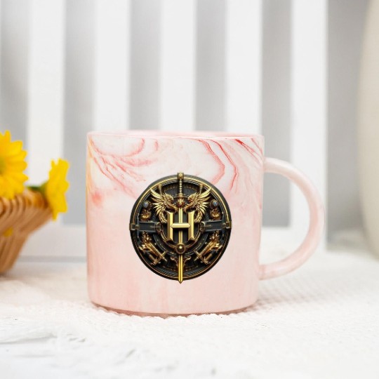 Regal Dragon Emblem with Shield Marble Mugs