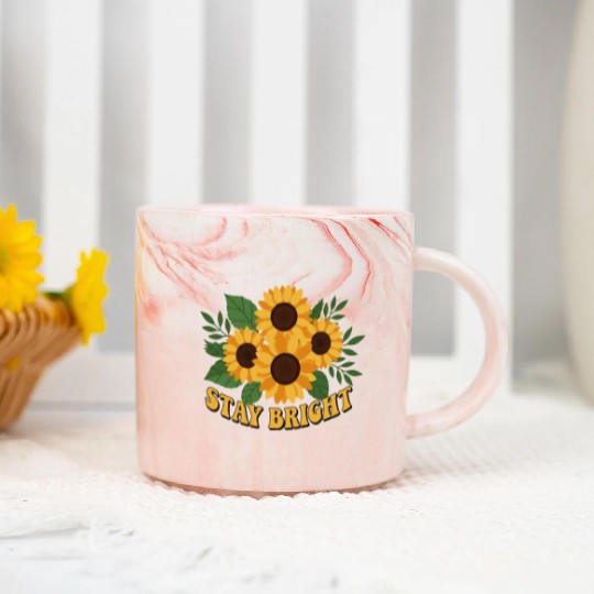 Sunflower Blossom Inspirational Design Marble Mugs
