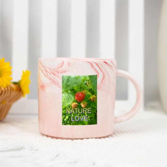 Vivid Raspberry and Greenery Nature Design Marble Mugs