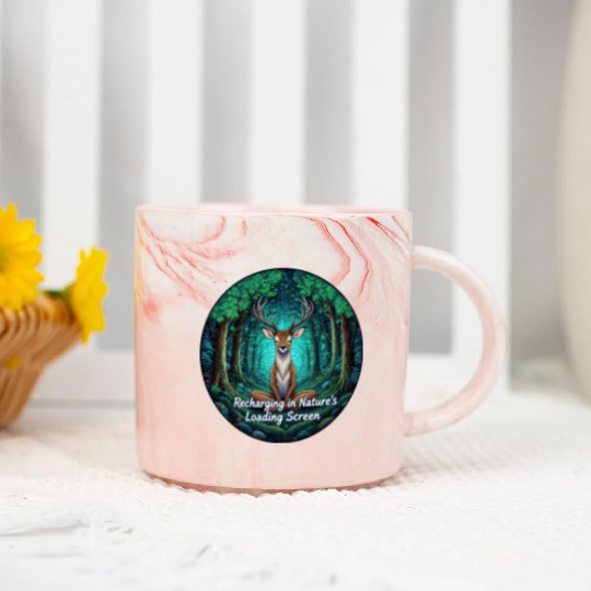 Enchanted Forest Deer Meditation Design Marble Mugs