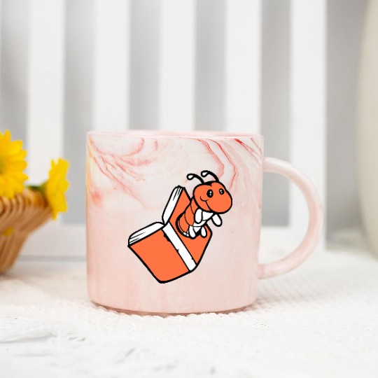 Bookworm Caterpillar Nerd Book Hole Geek Worm Read Marble Mugs