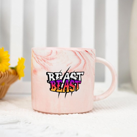 Retro Graffiti Beast Logo Design Marble Mugs