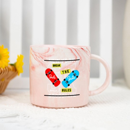 Urban Skateboard Brooklyn Rules Design Marble Mugs