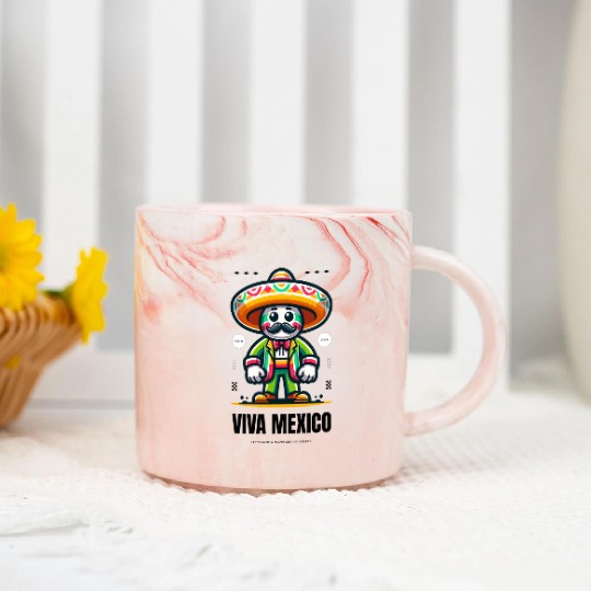 Vibrant Mexican Fiesta Character Design Marble Mugs