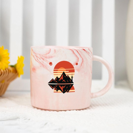Retro Horizon Marble Mugs