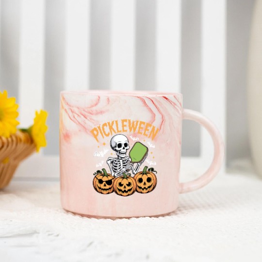 Pickleween Halloween Pickleball Player Funny Marble Mugs