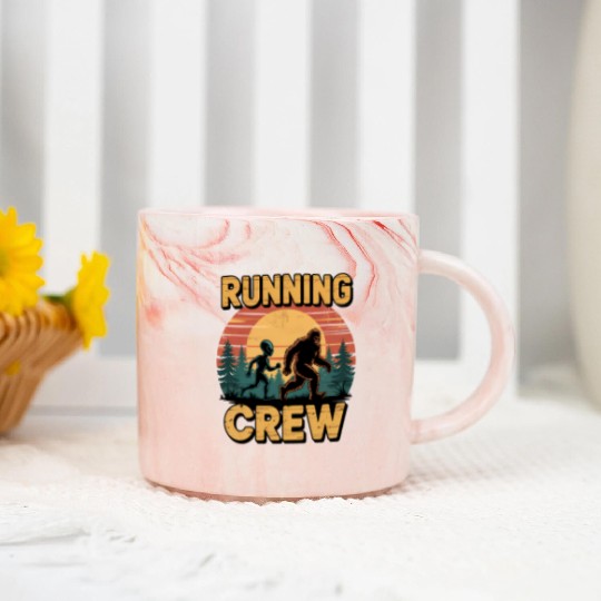 Running Crew Bigfoot and Alien Design Marble Mugs