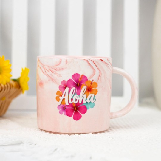 Aloha Hibiscus Hawaiian Dream Design Hawaii Vaca  Marble Mugs