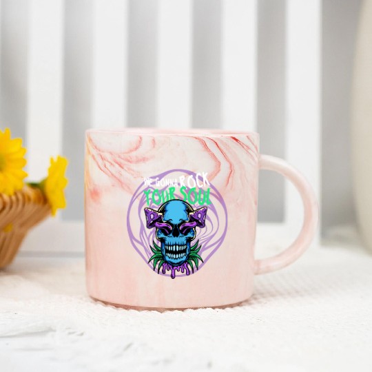 Psychedelic Rock Skull Design Marble Mugs
