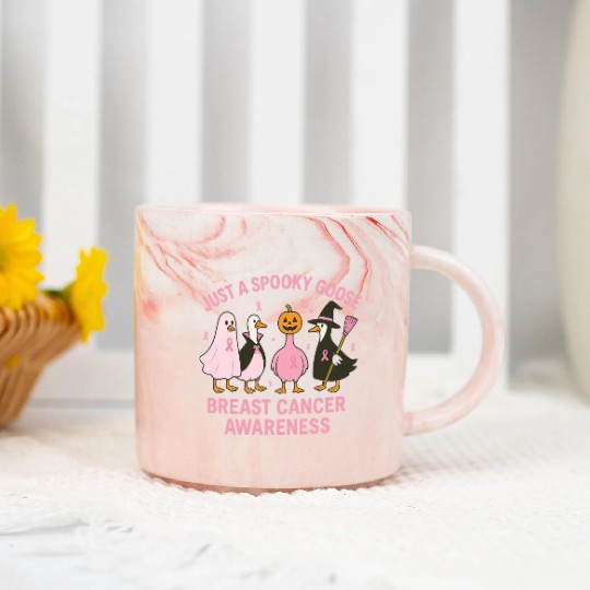 Spooky Goose Breast Cancer Awareness Design Marble Mugs