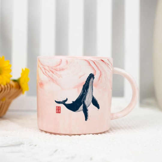 Big Whale Japanese Aesthetic Marble Mugs