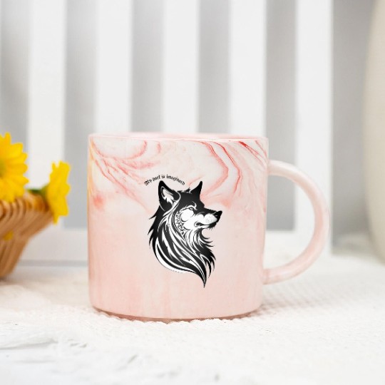 My Pack Is Imaginary - Lone Wolf Marble Mugs