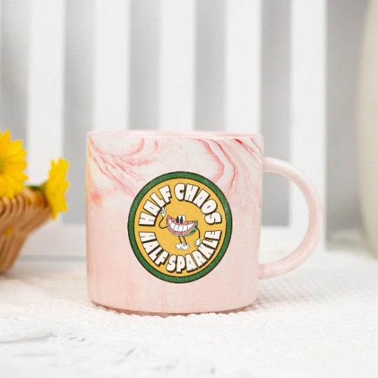 Watermelon Half with Playful Smile Marble Mugs