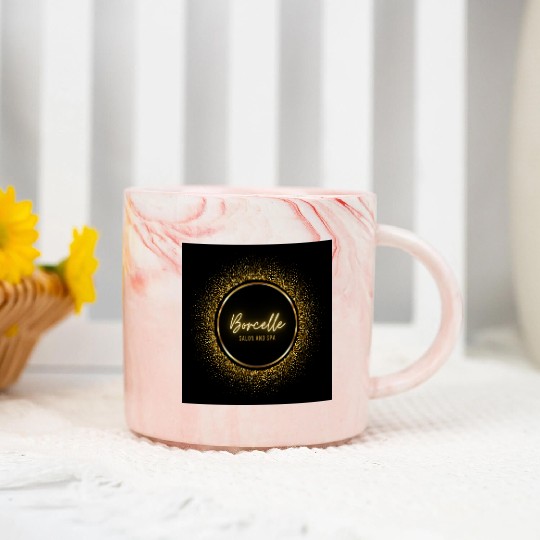 Elegant Gold Sparkle Salon Logo Marble Mugs